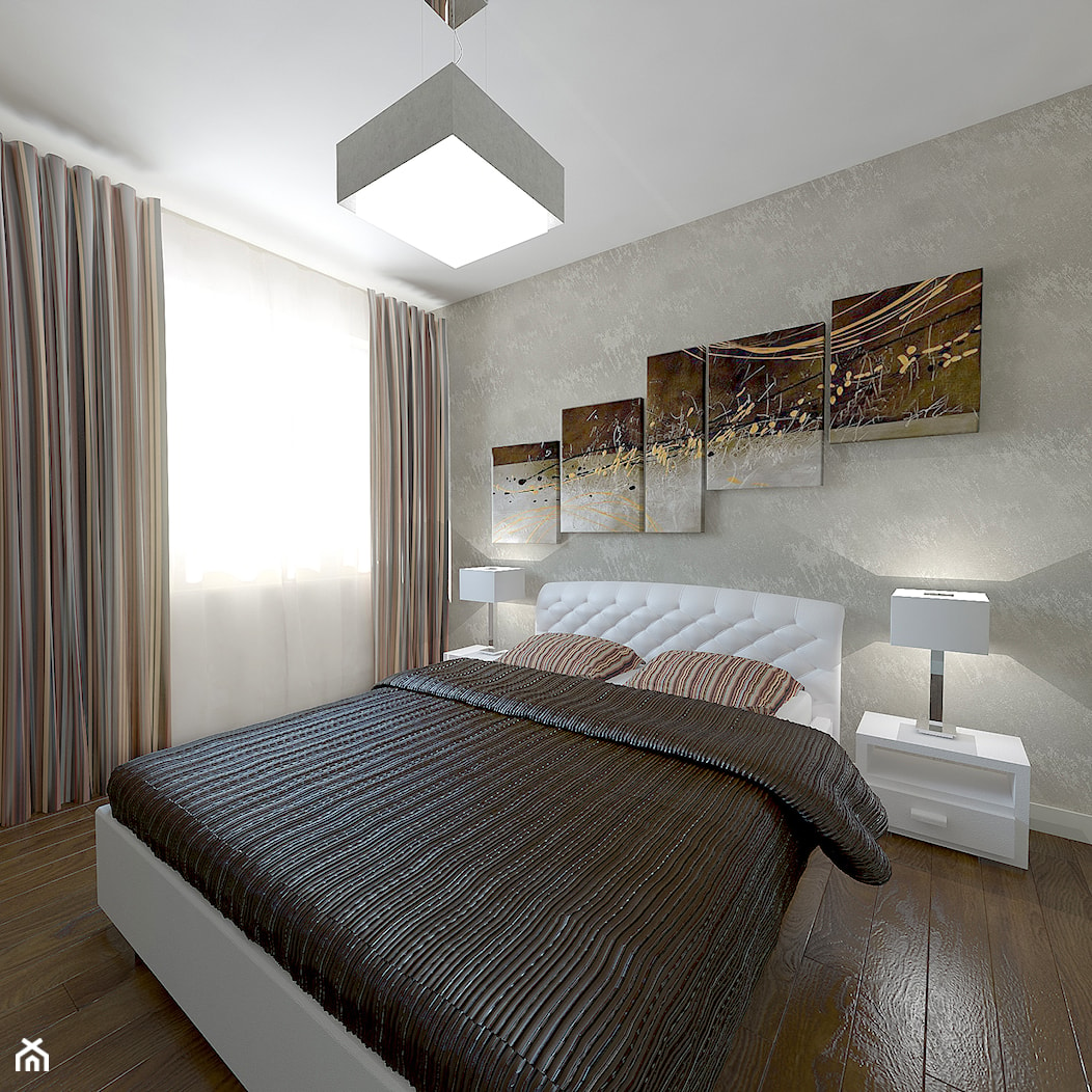 Fornir kamienny jako główny element wystroju wnętrza - Średnia szara sypialnia, styl nowoczesny - zdjęcie od Home Atelier Aneta Rosińska-Dadsi - Homebook
