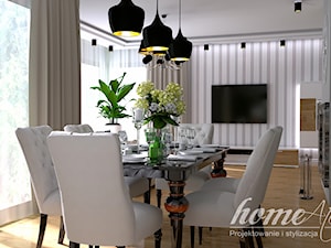 Sunshine - Duża szara jadalnia w salonie, styl nowoczesny - zdjęcie od Home Atelier Aneta Rosińska-Dadsi