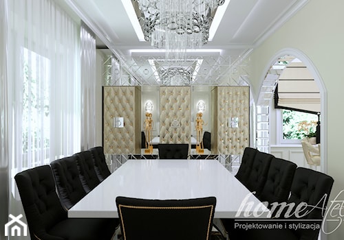 Gold Luxury - Duża beżowa biała jadalnia w salonie, styl glamour - zdjęcie od Home Atelier Aneta Rosińska-Dadsi