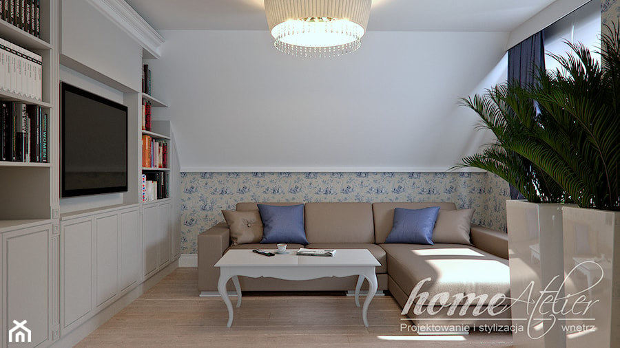 French Linen - Mały biały salon, styl glamour - zdjęcie od Home Atelier Aneta Rosińska-Dadsi
