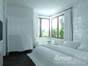 Black & White - Średnia biała szara sypialnia, styl glamour - zdjęcie od Home Atelier Aneta Rosińska-Dadsi