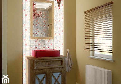 Kolonialny Modern - Mała na poddaszu z lustrem łazienka z oknem, styl tradycyjny - zdjęcie od Home Atelier Aneta Rosińska-Dadsi