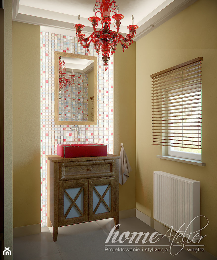 Kolonialny Modern - Mała na poddaszu z lustrem łazienka z oknem, styl tradycyjny - zdjęcie od Home Atelier Aneta Rosińska-Dadsi - Homebook