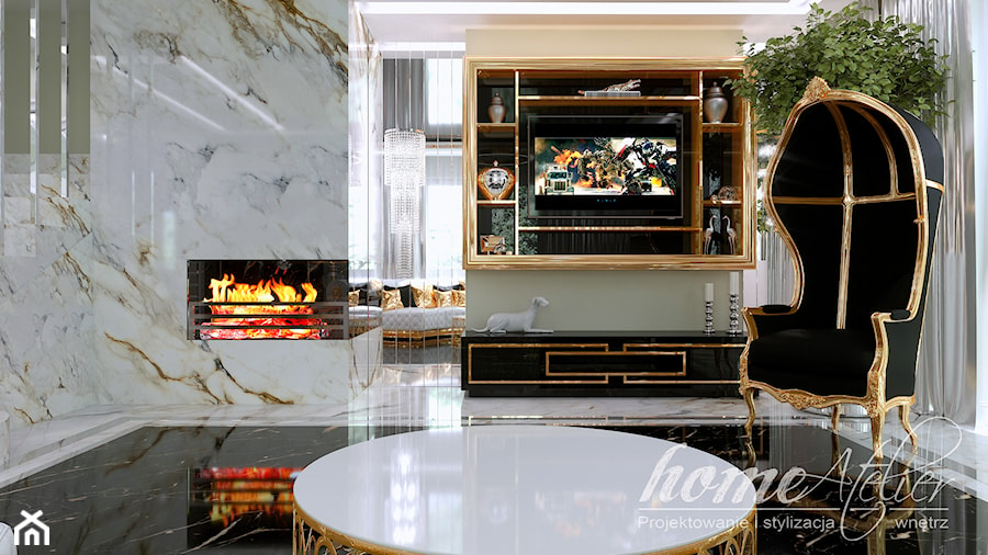 Gold Luxury - Średni beżowy salon, styl glamour - zdjęcie od Home Atelier Aneta Rosińska-Dadsi