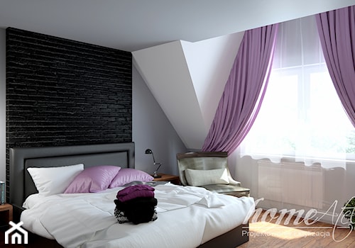 Soczyste marengo - Średnia biała szara sypialnia na poddaszu - zdjęcie od Home Atelier Aneta Rosińska-Dadsi