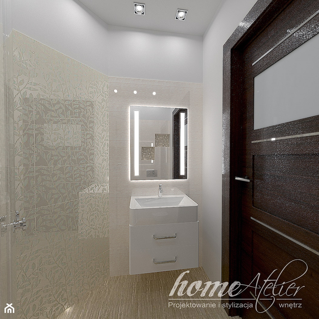 Śródziemnomorska subtelność - Mała bez okna z punktowym oświetleniem łazienka, styl nowoczesny - zdjęcie od Home Atelier Aneta Rosińska-Dadsi - Homebook