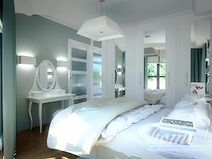 Stylowa mięta - Duża sypialnia z balkonem / tarasem, styl nowoczesny - zdjęcie od Home Atelier Aneta Rosińska-Dadsi