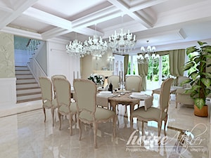 Francuski poranek - Duża beżowa biała jadalnia jako osobne pomieszczenie, styl tradycyjny - zdjęcie od Home Atelier Aneta Rosińska-Dadsi