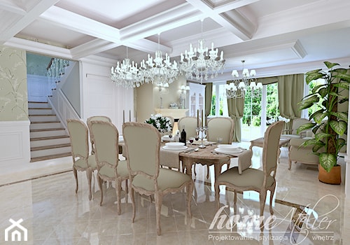 Francuski poranek - Duża beżowa biała jadalnia jako osobne pomieszczenie, styl tradycyjny - zdjęcie od Home Atelier Aneta Rosińska-Dadsi