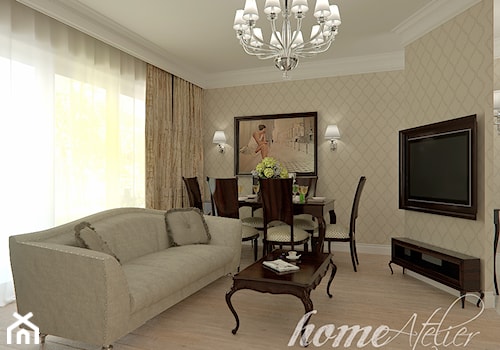 Klasyka w odcieniu wanilii - Mały beżowy salon, styl tradycyjny - zdjęcie od Home Atelier Aneta Rosińska-Dadsi
