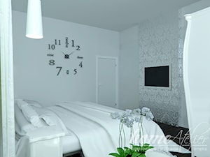 Black & White - Mała biała szara sypialnia, styl glamour - zdjęcie od Home Atelier Aneta Rosińska-Dadsi