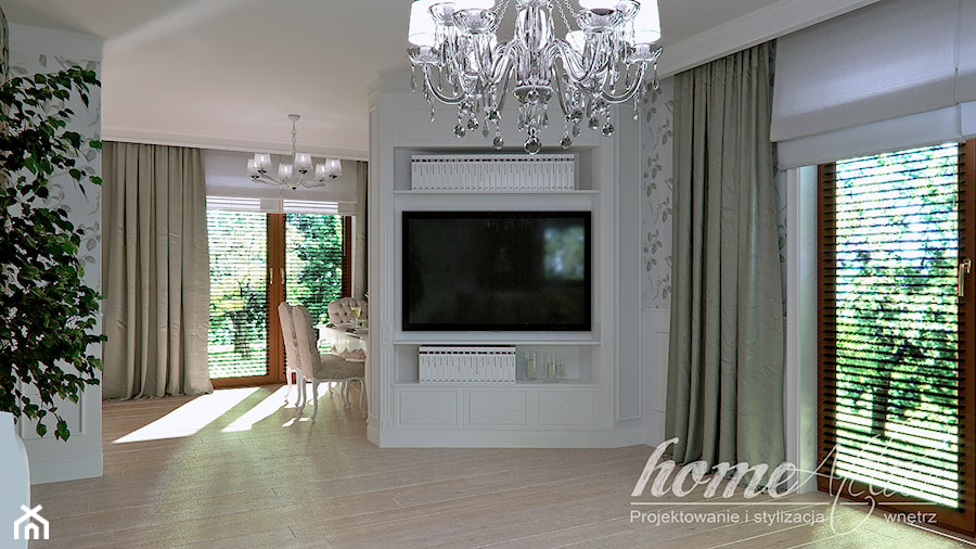French Linen - Średni biały salon z jadalnią, styl nowoczesny - zdjęcie od Home Atelier Aneta Rosińska-Dadsi