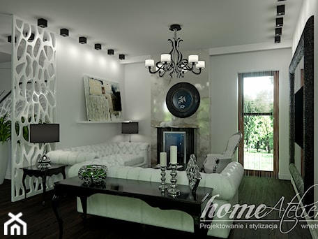 Aranżacje wnętrz - Salon: Black & White - Mały biały salon, styl glamour - Home Atelier Aneta Rosińska-Dadsi. Przeglądaj, dodawaj i zapisuj najlepsze zdjęcia, pomysły i inspiracje designerskie. W bazie mamy już prawie milion fotografii!