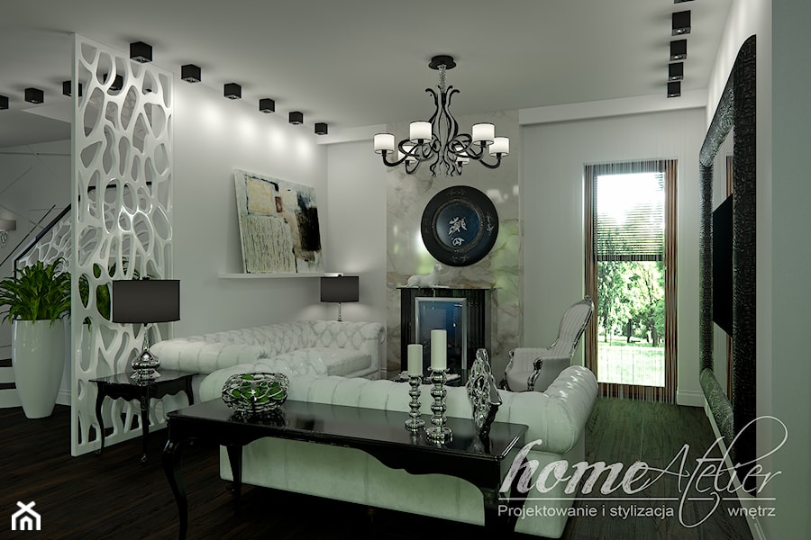 Black & White - Mały biały salon, styl glamour - zdjęcie od Home Atelier Aneta Rosińska-Dadsi