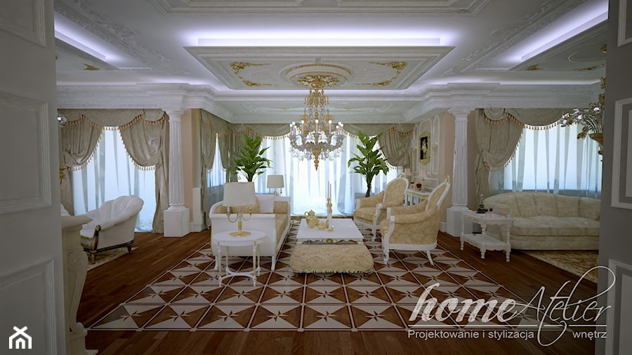 Kremlowski przepych - willa w Walendowie - Salon, styl glamour - zdjęcie od Home Atelier Aneta Rosińska-Dadsi