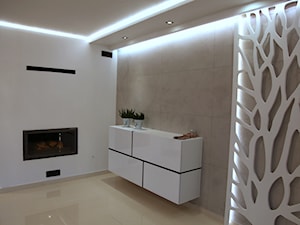 Udomowiony beton - Średni beżowy biały salon, styl nowoczesny - zdjęcie od Home Atelier Aneta Rosińska-Dadsi