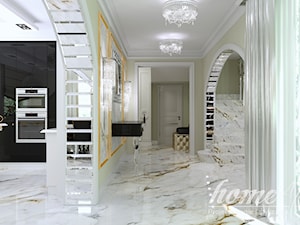 Gold Luxury - Duża otwarta kuchnia w kształcie litery l z oknem, styl glamour - zdjęcie od Home Atelier Aneta Rosińska-Dadsi