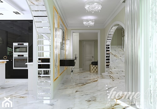 Gold Luxury - Duża otwarta kuchnia w kształcie litery l z oknem, styl glamour - zdjęcie od Home Atelier Aneta Rosińska-Dadsi