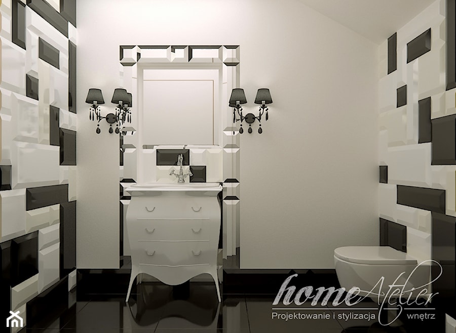 Black & White - Duża z punktowym oświetleniem łazienka, styl glamour - zdjęcie od Home Atelier Aneta Rosińska-Dadsi