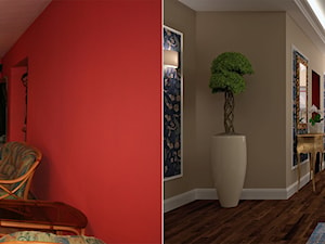 Metamorfoza korytarza i salonu na poddaszu - Duży beżowy hol / przedpokój, styl tradycyjny - zdjęcie od Home Atelier Aneta Rosińska-Dadsi