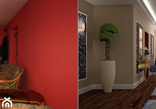Metamorfoza korytarza i salonu na poddaszu - Duży beżowy hol / przedpokój, styl tradycyjny - zdjęcie od Home Atelier Aneta Rosińska-Dadsi