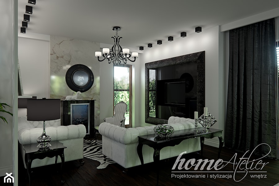 Black & White - Mały biały salon, styl glamour - zdjęcie od Home Atelier Aneta Rosińska-Dadsi