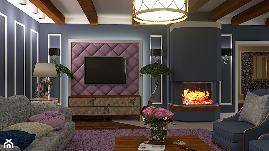 Eklektyczny luksus - Mały fioletowy zielony salon, styl nowoczesny - zdjęcie od Home Atelier Aneta Rosińska-Dadsi