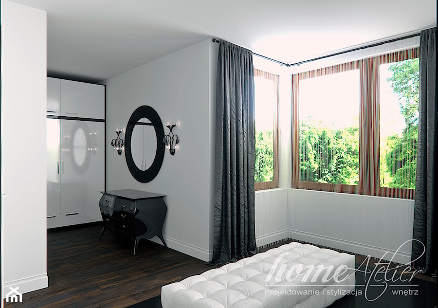 Black & White - Średnia biała sypialnia, styl glamour - zdjęcie od Home Atelier Aneta Rosińska-Dadsi