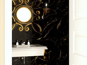 Gold Luxury - Mała bez okna z marmurową podłogą łazienka, styl glamour - zdjęcie od Home Atelier Aneta Rosińska-Dadsi