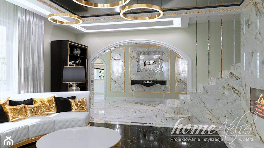 Gold Luxury - Średni biały salon, styl glamour - zdjęcie od Home Atelier Aneta Rosińska-Dadsi