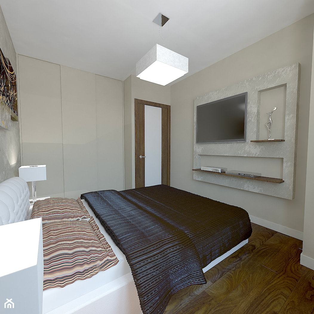 Fornir kamienny jako główny element wystroju wnętrza - Średnia beżowa biała sypialnia, styl nowoczesny - zdjęcie od Home Atelier Aneta Rosińska-Dadsi - Homebook