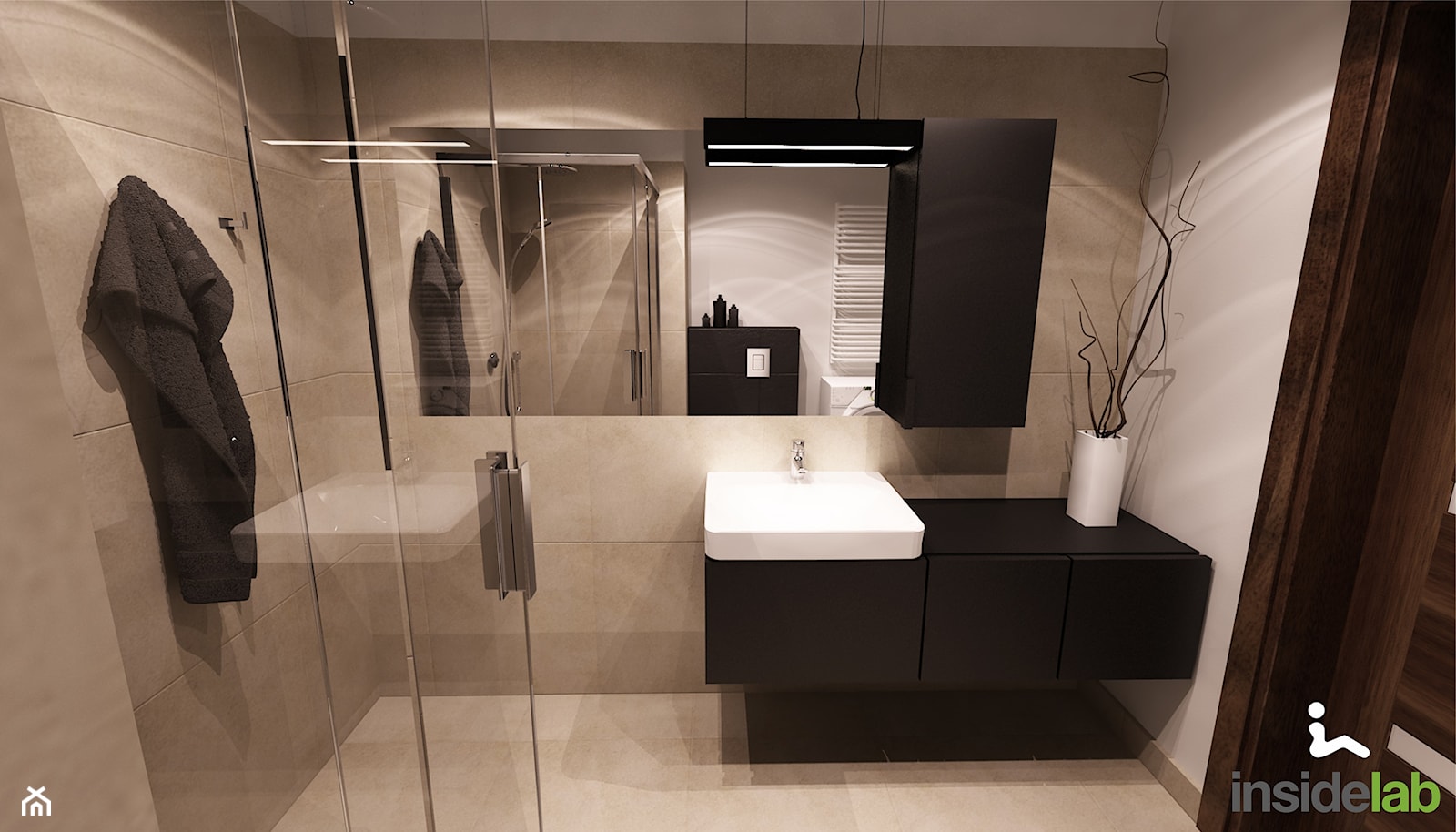 MAŁE MIESZKANIE - Średnia bez okna łazienka, styl nowoczesny - zdjęcie od Insidelab - Homebook