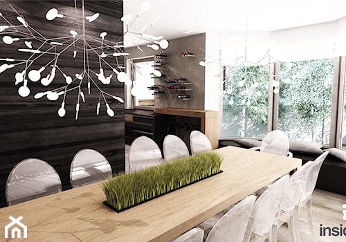 REZYDENCJA POD KRAKOWEM - Duża biała czarna szara jadalnia w salonie, styl nowoczesny - zdjęcie od Insidelab