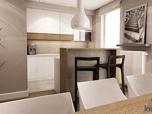 Apartament w wielu odcieniach szarości - Średnia z salonem szara kuchnia w kształcie litery u, styl nowoczesny - zdjęcie od Insidelab