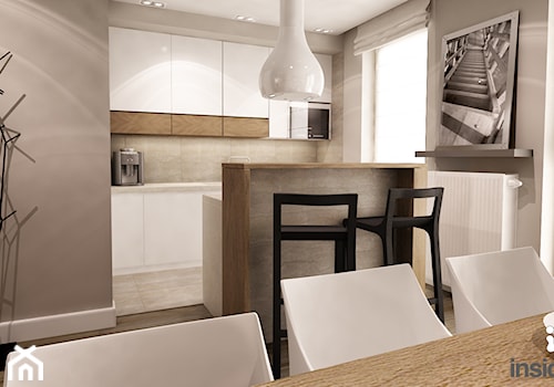 Apartament w wielu odcieniach szarości - Średnia z salonem szara kuchnia w kształcie litery u, styl nowoczesny - zdjęcie od Insidelab