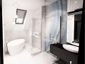 REZYDENCJA POD KRAKOWEM - Średnia na poddaszu łazienka z oknem, styl nowoczesny - zdjęcie od Insidelab