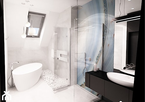 REZYDENCJA POD KRAKOWEM - Średnia na poddaszu łazienka z oknem, styl nowoczesny - zdjęcie od Insidelab