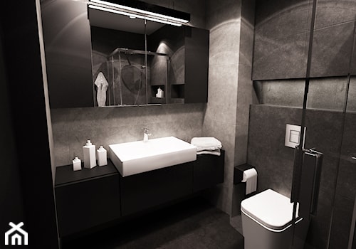 ANTRACYTOWA KAWALERKA - Mała bez okna łazienka, styl minimalistyczny - zdjęcie od Insidelab