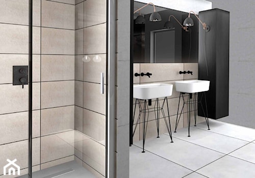 Łazienka - Średnia bez okna z lustrem z dwoma umywalkami łazienka, styl industrialny - zdjęcie od IN360.PL specjaliści wyposażenia łazienek i wnętrz