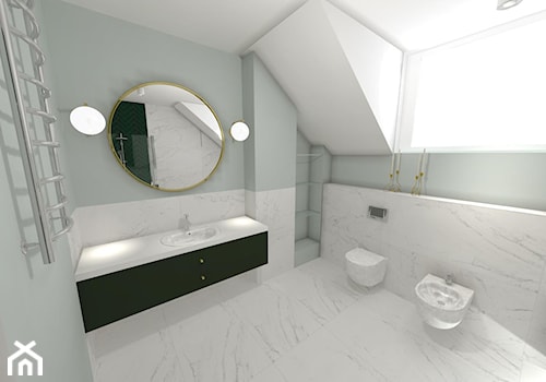 Łazienka - Średnia na poddaszu z punktowym oświetleniem łazienka z oknem, styl nowoczesny - zdjęcie od IN360.PL specjaliści wyposażenia łazienek i wnętrz