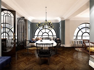 apartament 1 - Duża szara jadalnia w salonie, styl nowoczesny - zdjęcie od Marzena Podleśna