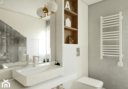 Dom jednorodzinny - Średnia bez okna z lustrem łazienka, styl nowoczesny - zdjęcie od Marzena Podleśna