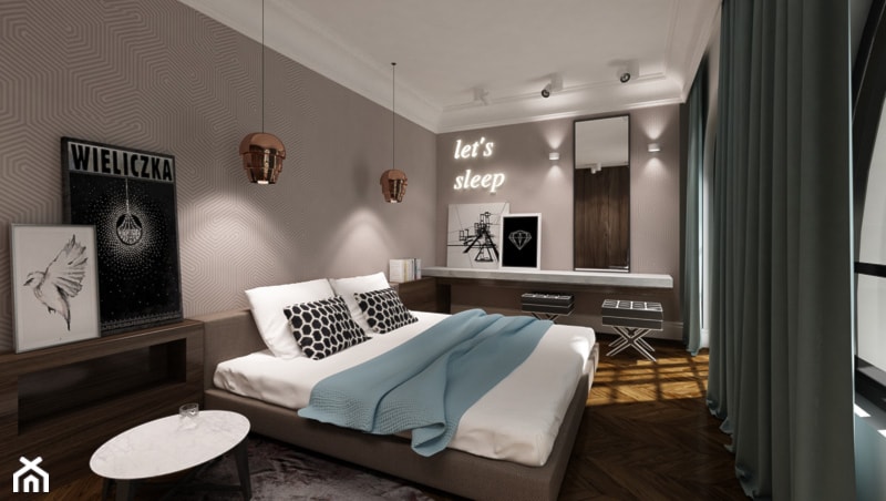 apartament 1 - Średnia szara sypialnia, styl nowoczesny - zdjęcie od Marzena Podleśna