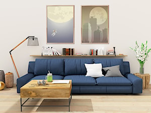 Granatowa sofa w salonie - zdjęcie od KINGDOM Home Staging
