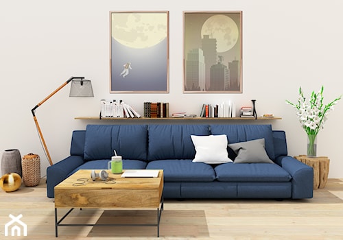 Granatowa sofa w salonie - zdjęcie od KINGDOM Home Staging