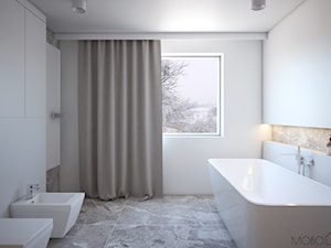 Minimalistyczna łazienka - Średnia z punktowym oświetleniem łazienka z oknem, styl minimalistyczny - zdjęcie od MOBO