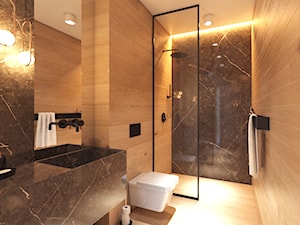 Miedziany akcent - Średnia bez okna z lustrem z punktowym oświetleniem łazienka, styl nowoczesny - zdjęcie od MOBO