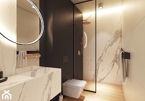 Miedziany akcent - Średnia z punktowym oświetleniem łazienka, styl nowoczesny - zdjęcie od MOBO