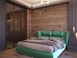 Szmaragdowy akcent - Średnia czarna sypialnia, styl nowoczesny - zdjęcie od MOBO