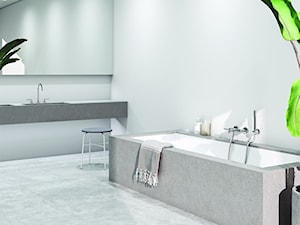 NOVA FONTE PURISTIC - Duża jako pokój kąpielowy z lustrem z dwoma umywalkami z punktowym oświetleniem łazienka, styl minimalistyczny - zdjęcie od KLUDI